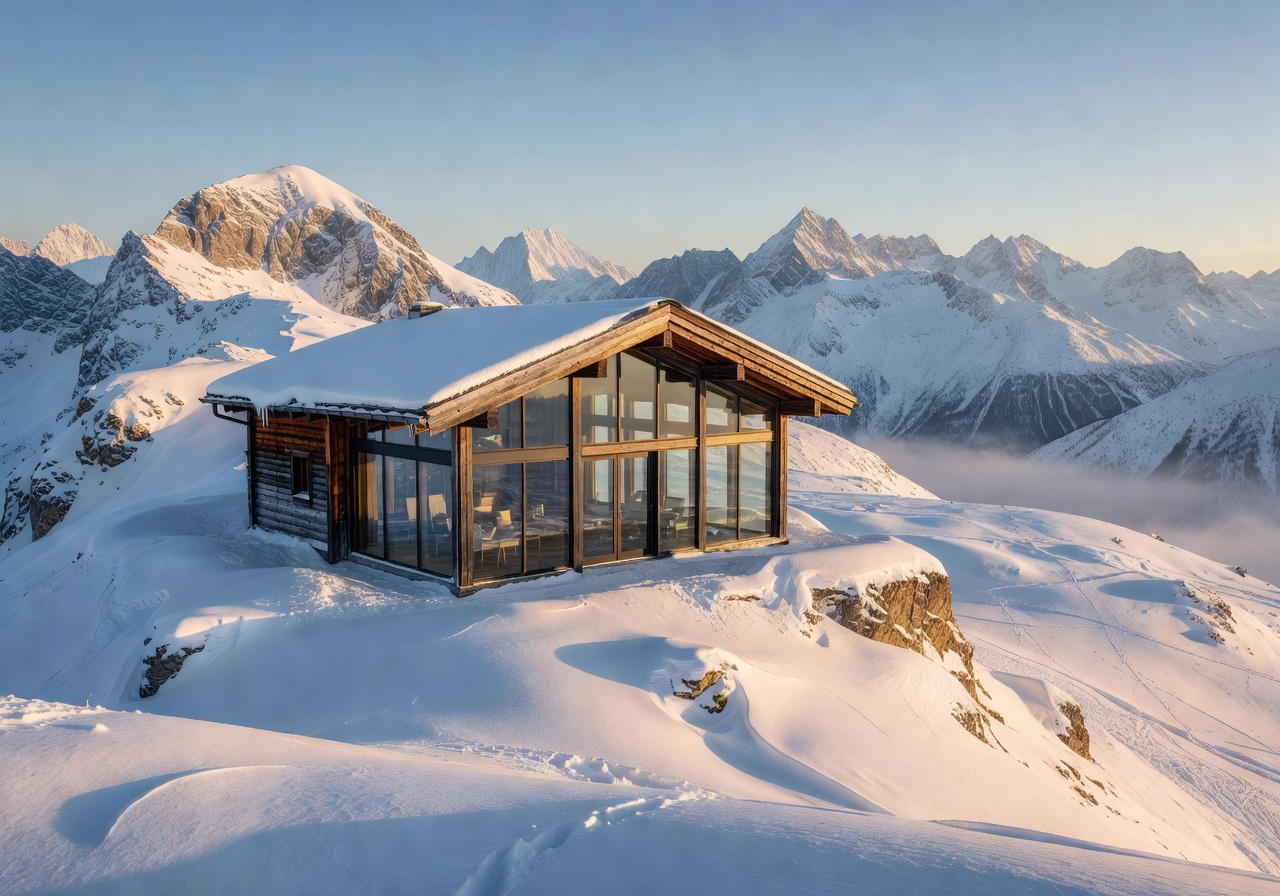 Alpine Glass Chalet in mountains