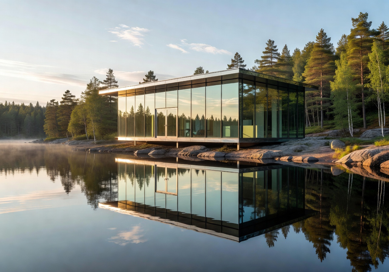 Lakeside Mirror House glass building