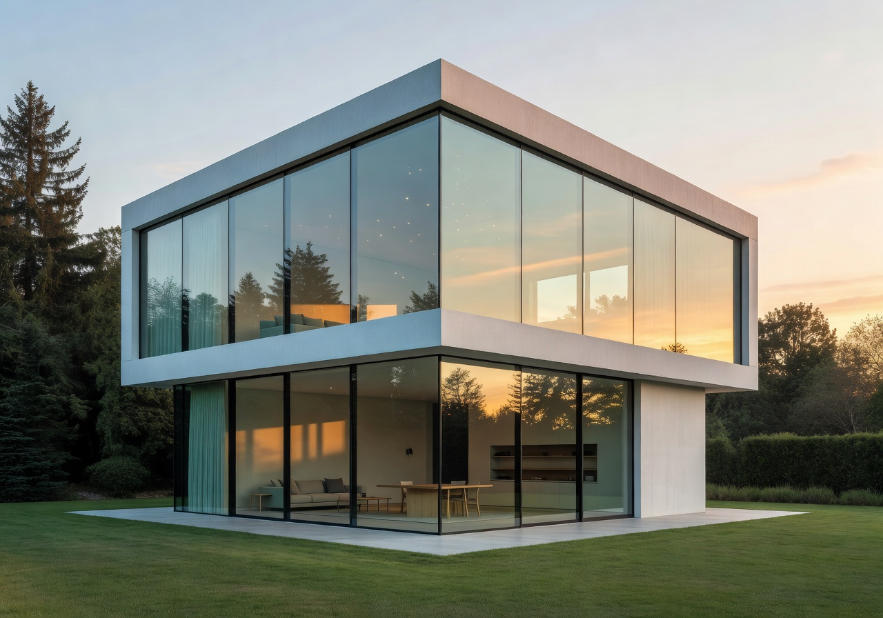 Modern Cube Residence with glass walls