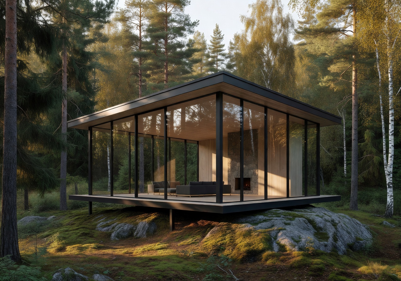 Nordic Glass Villa with forest views